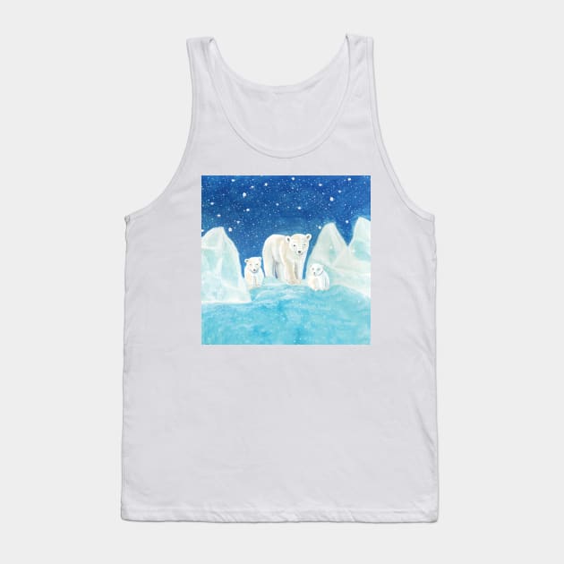 Polar bear family - Polar bear mother (Ursus maritimus) with two cubs Tank Top by Julia Doria Illustration